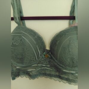 NEW Daisy Fuentes Slate Blue lace bra with lace banding